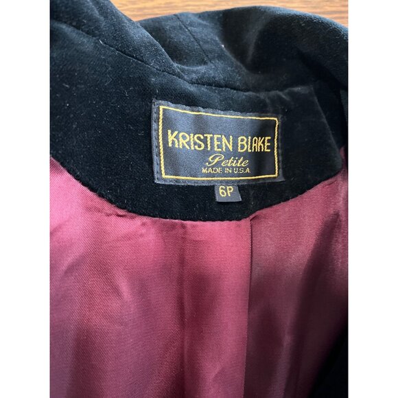 Kristen Blake button front black wool hooded  long coat size 6P - Picture 4 of 9